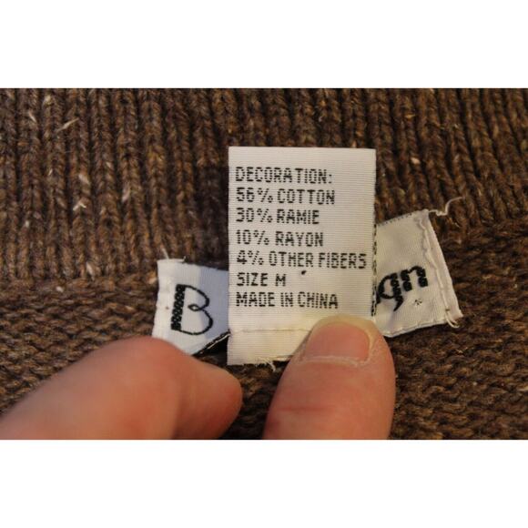 B.P.Design Vtg Wool Blend Women's M Brown Full-Zip Christmas Sweater Embroidered - Picture 5 of 13